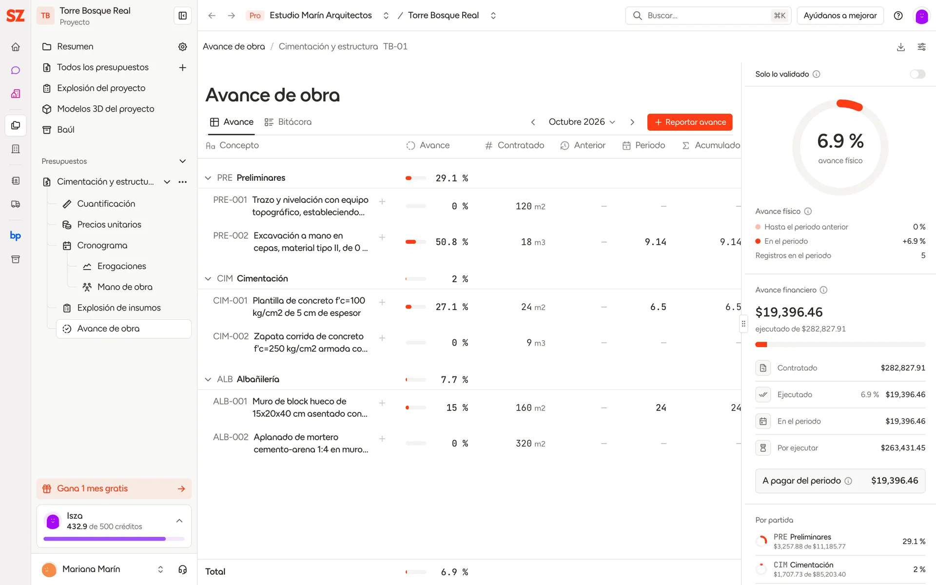 Avance de obra